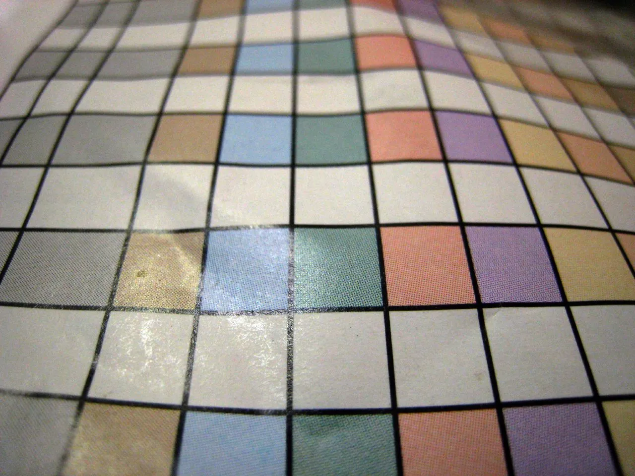 close up of a grid, probably printed on tablecloth